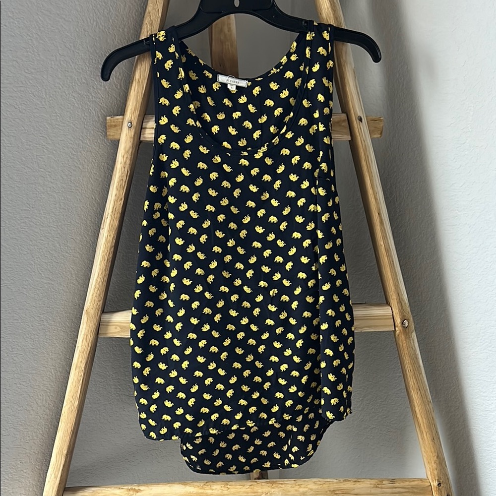 Pleione Black and Yellow Elephant Print Tank Top